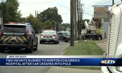 2 infants rushed to hospital after car crashes into pole in west Louisville, police say