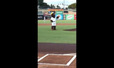 WATCH: Brandon Evans throws out first pitch at NWA Naturals game