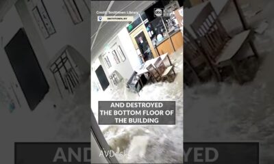 Video captures destruction of lower level of a New York library by flood waters.  #news