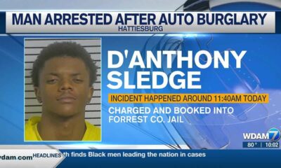 Hattiesburg man arrested, charged with auto burglary and possession of a stolen weapon