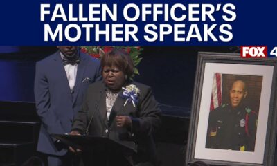 Fallen Dallas Police Officer Darron Burks' mother speaks at her son's funeral