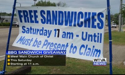 Tupelo church offering free barbecue sandwiches via drive-thru