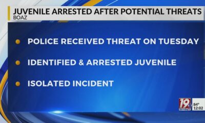 Juvenile Arrested Following Potential Threat in Boaz | Sept. 11, 2024 | News 19 at Noon