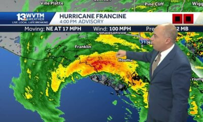 Hurricane Francine grows to a powerful Category 2 storm as it makes landfall south of Houma, Loui...