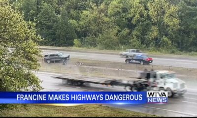 First responders respond to several hydroplaned vehicles