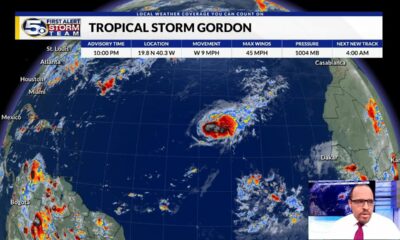 Gordon Getting Stronger, Watching the Carolinas