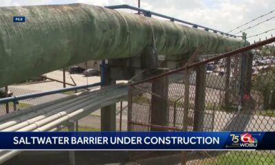 Saltwater barrier under construction in Mississippi river