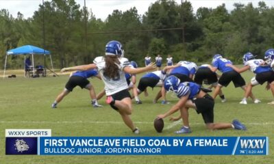 Vancleave's Jordyn Raynor makes history making the first bulldog field goal as a female