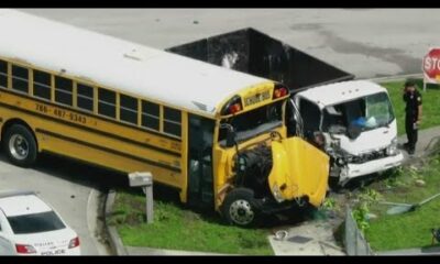 Several injured after collision between school bus and dump truck in Hialeah