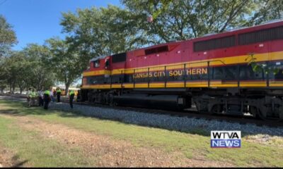 No injuries reported after train and truck collided in downtown Tupelo