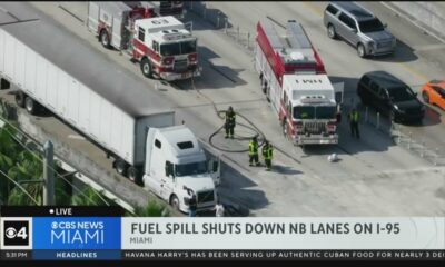 Fuel spill on I-95 in miami shuts down creates huge traffic backup