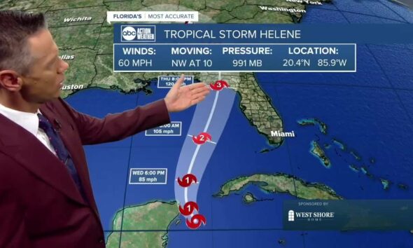 Tracking the Tropics | Latest Helene track still calls for Big Bend landfall #weather #abcactionnews