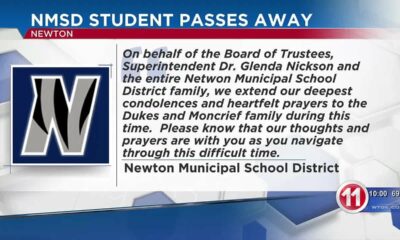 Student from Newton Municipal School District has passed away