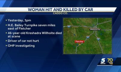 OHP: Woman dies after being struck by vehicle on HE Bailey Turnpike in Caddo County