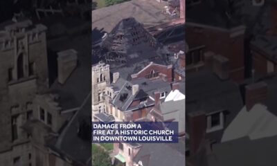 AERIALS: Damage from fire at historic church in downtown Louisville