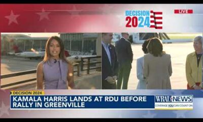 Kamala Harris lands at RDU before Greenville rally