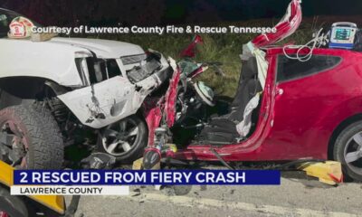 2 critically injured in Lawrence County crash, vehicle fire