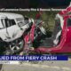 2 critically injured in Lawrence County crash, vehicle fire