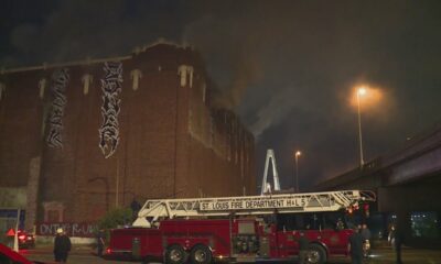 Building fire forcing Stan Musial Bridge to close