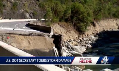 U.S. Transportation Secretary Pete Buttigieg tours Western North Carolina damage from Helene