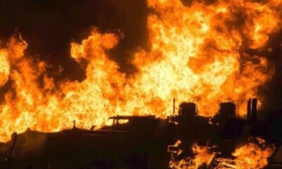 Massive fire erupts after 18-wheeler carrying over 8K gallons of gas goes up in flames