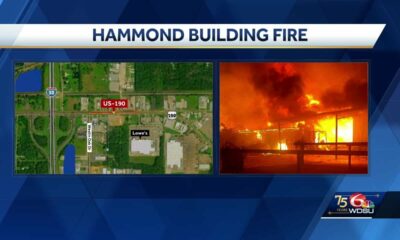 Hammond building fire causes road closure