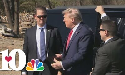 Former President Donald Trump tours Helene damage in North Carolina