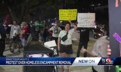 New Orleans residents form protest outside Taylor Swift concert due to homeless sweeps