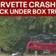 Corvette ran red light and drove under a box truck