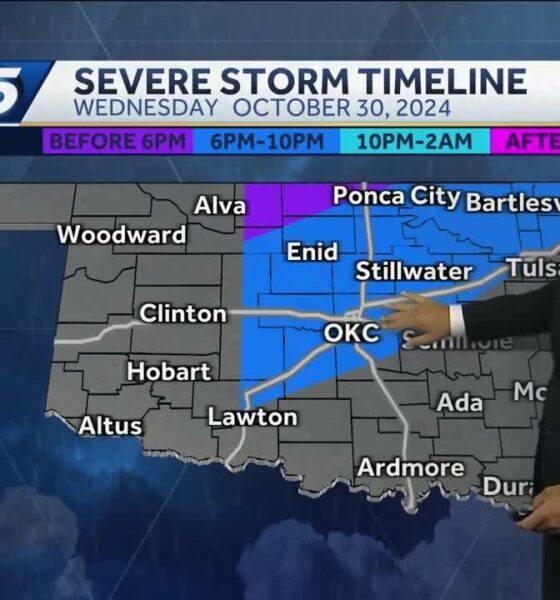 Wednesday Oct. 20, 2024 Timeline: Severe storms likely later