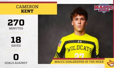 No. 9 PRCC’s Cameron Kent named MACCC Goalkeeper of the Week