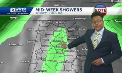 Scattered showers will stretch across parts of Alabama on Election Day, with above average temper...