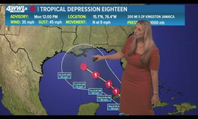 Monday 12 pm Tropical Update: Tropical Depression 18 forms, Louisiana in the cone