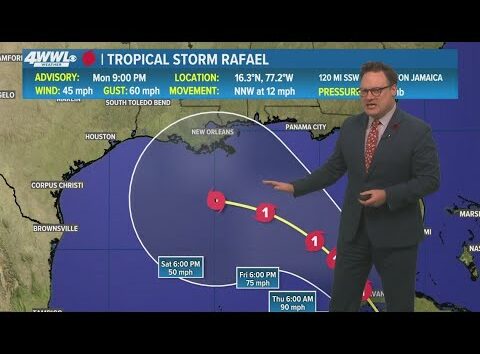 Monday 10PM First Weather: Tropical Storm Rafael forms, expected to become hurricane