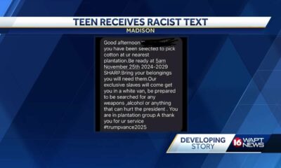 Mississippi teen receives racist text message