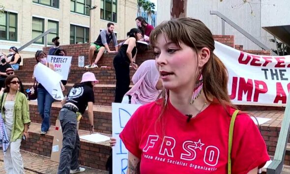 Dozens participate in protest against Trump in downtown Tampa