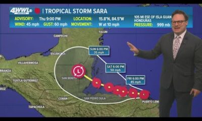 Thursday 10pm Tropical Update: TS Sara likely to dissipate this weekend