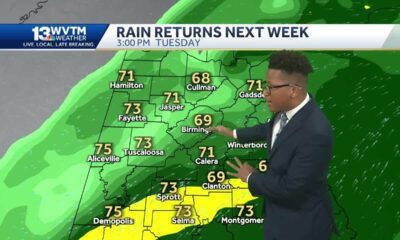 Scattered showers and the occasional storm will stretch across Alabama Tuesday as moisture from T...