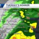 Widespread showers and isolated storms will stretch across Alabama on Tuesday, but cooler air ret...