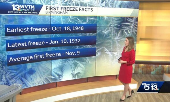 Frost likely in Alabama this weekend with first freeze possible. Wind chills start in the 20s Fri...