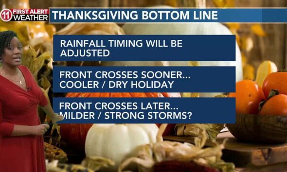 11/25- Dry Tuesday, then tracking rain chances leading up to Thanksgiving