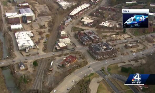 Sky 4 shows Asheville River Arts District, two months after Hurricane Helene