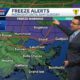 Freeze warnings start at midnight