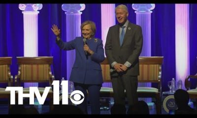 Bill and Hillary Clinton speak to crowd during visit to Arkansas