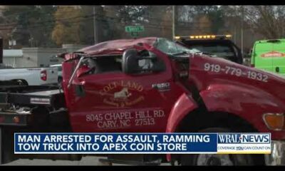 Man steals tow truck, crashes into Apex coin store to cap chaotic crime spree