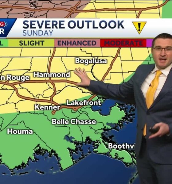 Severe weather possible Sunday, then much colder next week