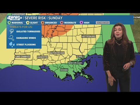 Weather Impact Alert New Orleans: Severe weather for Sunday, storms and possible isolated tornadoes