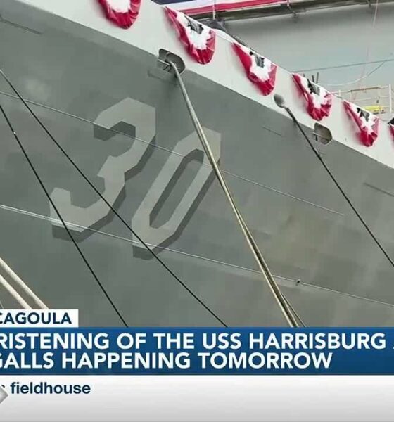 Ingalls Shipbuilding makes final preps for christening of U.S.S. Harrisburg