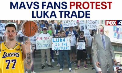 Mavs fans protest Luka Doncic trade outside of AAC