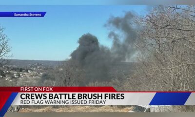 Crews battle brush fires amid red flag warning